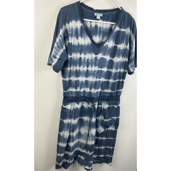 Sundance Catalog Elara Tie Dye Dress In Blue Size Medium Relaxed Fit pockets - Picture 4 of 8